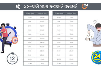 ২৪ ঘন্টা থেকে ১২ ঘন্টা সময় ফরম্যাট - কুহুডাক